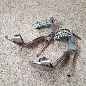 Betsey Johnson Copper Maribell Studded Rhinestone Stilettos Size 6.5